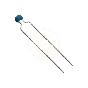 Condensador Cerámico Radial de <span class=keywords><strong>33</strong></span> pF, Canal de Fabricante, Montaje en Orificio, CAP CER 33PF 100V NP0 RADIAL RDE5C2A330J0P1H03B - Product Image 1