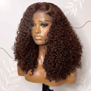 Peluca Frontal de Encaje HD sin Pegamento, Cabello Humano Vietnamita Virgen, 200% de Densidad, Pelucas de Cabello Humano Marrón para Mujer, Peluca de Cabello Humano Rizado Birmano - Product Image 1
