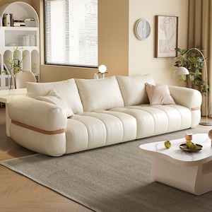 Sofá de Cuero de Lujo Ligero y Sencillo para Sala de Estar, Sofá Moderno de <span class=keywords><strong>Tres</strong></span> o Cuatro Plazas <span class=keywords><strong>en</strong></span> Línea Recta para Apartamentos Pequeños - Product Image 1