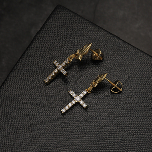 Pendientes Colgantes de Cruz con Incrustaciones de Circonita Cúbica 5A, Plata 925 Bañada en Oro, Estilo Hip Hop, para Hombre, Regalo de Aniversario de Bodas, Joyería - Product Image 5