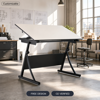 Bureau de dessin inclinable professionnel avec surface mate anti-reflet pour studio de conception technique, fournitures pour projets institutionnels