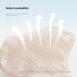 Toalla Sanitaria Reutilizable de Algodón Orgánico de 180 mm, Compresa Menstrual para Controlar el <span class=keywords><strong>Flujo</strong></span> Vaginal y Fugas Leves, Suave y Lavable a Máquina - Product Image 2