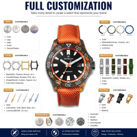 Montre automatique mécanique de plongée minimaliste OEM sur mesure avec mouvement Sellita SW200-1, bracelet en nylon et boîtier en fibre de carbone, étanche 20 bars