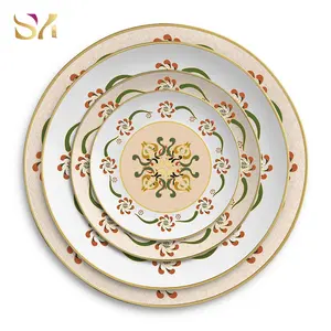 Good quality fine bone china dinner plate gold trim ceramic dinner set service plate