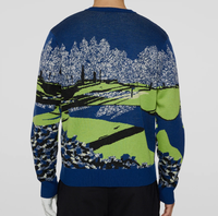 Pull Jacquard Homme 100% Coton Motif Paysage Tricoté Automne Hiver Décontracté Personnalisable Logo Vente en Gros Usine OEM