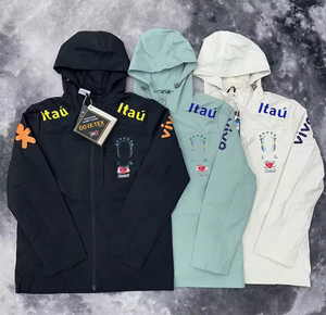 เสื้อแจ็คเก็ตพัฟเฟอร์ลายโลโก้บราซิล บุใยโพลีเอสเตอร์; สำหรับบาร์เซโลนา เชลซี เสื้อโค้ทเทรนช์บางมีฮู้ดสำหรับผู้ชายและผู้หญิง - Product Image 1