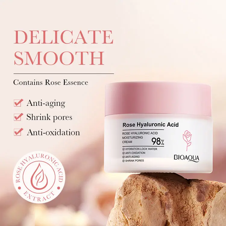 Crema idratante Anti-età all'acido ialuronico alla rosa di alta qualità crema viso idratante Anti-ossidazione per la pelle