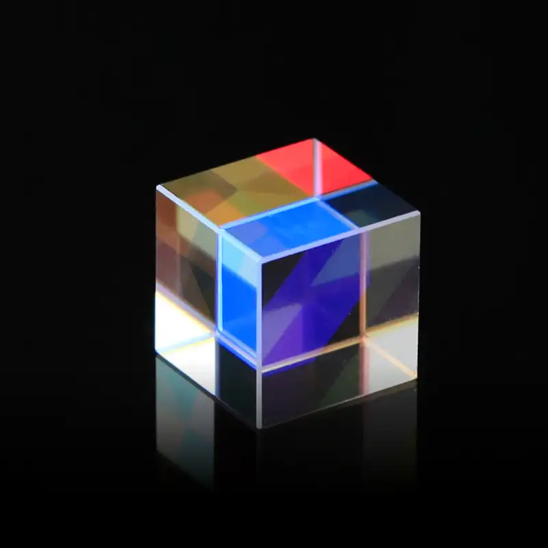 แสงสี Dichroic แก้วลูกบาศก์คริสตัล K9ปริซึม X-Cube
