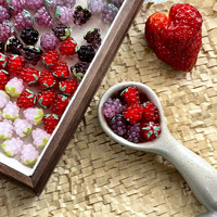 Fruits de framboise rouge foncé, verre artisanal exquis, pour la création de boucles d'oreilles, colliers, bracelets, matériaux et accessoires de bijouterie