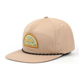 Factory Direct Sale Custom 5 <b>Panel</b> Hat,Cotton Polyester Adjustable Plain Unstructured Flat Brim Hats,<b>Patch</b> Rope Snapback Hat - Product Image 1
