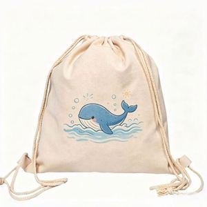 Foldable Lightweight <b>Large</b> Cartoon Simple Portable Canvas Drawstring Pouch Wear Resistant Beach Swimming <b>Towel</b> Sack - Product Image 1