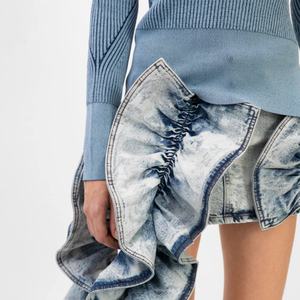 Wholesale Woman Dress 2024 Designers Ladies Jeans Short Dress Denim Mini Skirt Ruffle for Women - Product Image 3