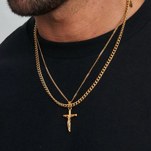 Conjunto de Joyería Personalizada, Collar con Colgante de Brújula <span class=keywords><strong>en</strong></span> Capas <span class=keywords><strong>para</strong></span> <span class=keywords><strong>Hombre</strong></span>, Cadena Cubana de Acero Inoxidable con Baño de <span class=keywords><strong>Oro</strong></span> PVD, <span class=keywords><strong>Gargantilla</strong></span> con Colgante de Brújula - Product Image 3