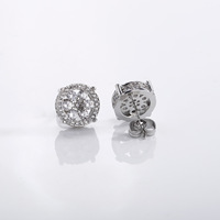 Boucles d'oreilles clous rondes dorées et argentées avec zircons cubiques en grappe et fermoir à vis pour hommes et femmes, bijoux hip-hop streetwear, cadeau