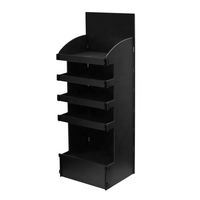 Rak Display Lantai Kardus Bergelombang OEM Kustom untuk Supermarket, Retail POS, POP Stand, Rak Toko Mewah Warna Hitam