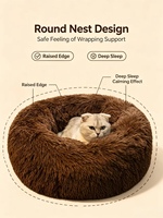 Coussin pour animaux de compagnie en forme de beignet, chaud, doux, rond, antidérapant, confortable, pour chiens et chats de petite, moyenne et grande taille, pour intérieur.