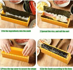 Kit de fabrication de sushi DIY avec moule à sushi, baguettes, cuillère, facile à réaliser, sushi de forme ronde pour un usage domestique - Product Image 5