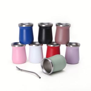 <b>Large</b> Quantity Wholesale 8oz Yerba Mate Tumbler Inner 304 Outer 201 Stainless Steel <b>Tea</b> <b>Cup</b> - Product Image 5