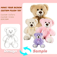 Ours en peluche personnalisé de 35 cm, mignon et souriant, avec nœud papillon, cadeau de fête en gros, OEM, tissu super doux avec doublure en maille