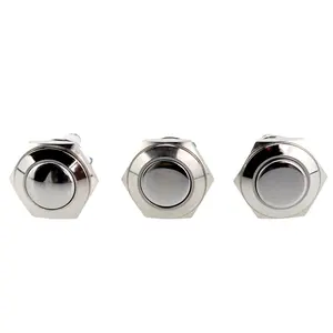 Nickel plated brass switch 16mm Momentary IP65 vandal proof exit push button brass