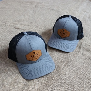 Wholesale Caps Popular 6 Panel Trucker Cap Leather Custom Logo Cotton Hats