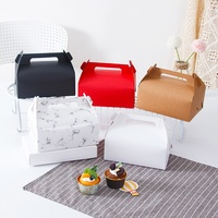 Boîte à pâtisserie en papier kraft recyclable, petite/moyenne/grande, avec revêtement UV, pour emballage alimentaire à emporter (mousse, tarte, gâteau)