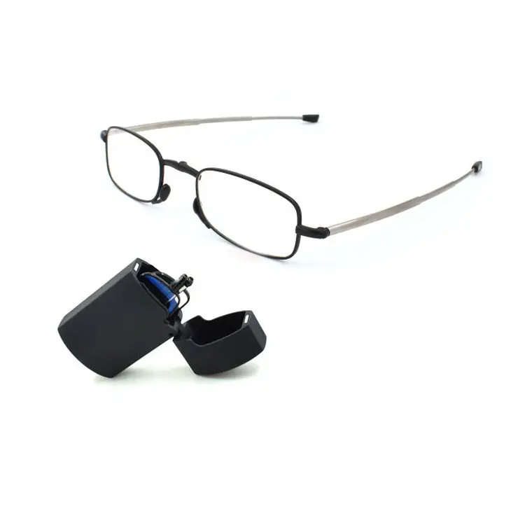 Novelty Tube Thin Pocket Clip 2.0 150 Old People Anti Blue Ray Folding Reading Glasses with Case