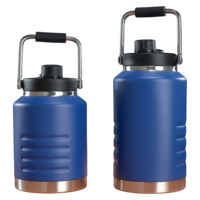 Seau à glace isotherme tactique en acier inoxydable de 1,5 L pour fêtes, bouteille isotherme en métal de 2 litres avec poignée