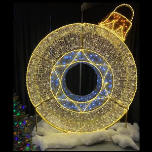 New year Christmas waterproof outdoor <b>led</b> wreath garland motif <b>light</b> with <b>red</b> ribbon for holiday - Product Image 3