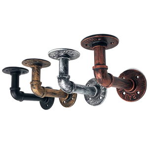 Supporti per Mensole in Tubo Metallico Stile Industriale, Finitura Oro Antico, Montaggio a Parete - Product Image 6