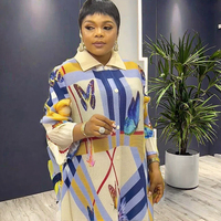 Nouvelle Robe Plissée Miyaki en Chiffon à Motif Géométrique Africain, Coupe Ample Grande Taille pour Femme, Col Rabattu, Imprimé Numérique Décontracté