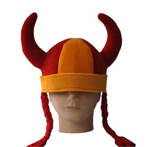 Custom Fluwelen Voetbalteam Fan <span class=keywords><strong>Viking</strong></span> Bull Horn Hoed Met Pruik Voor Volwassenen Unisex Party Voetbal Accessoires - Product Image 3