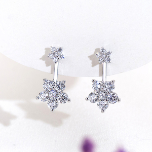Boucles d'oreilles en or blanc 9 carats avec diamants de forme ronde Messi Jewelry MSE-898 pour femmes - Product Image 1