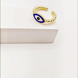 Anillo de Ojo Turco para Mujer, Joyería de Moda, Diseño Geométrico, Accesorio para Fiesta, Tono Dorado, Patrón de Ojo Multicolor - Product Image 4