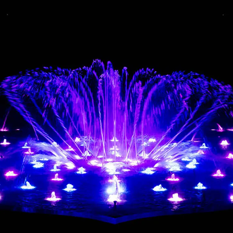 कस्टम डिजाइन के साथ 3D नृत्य पानी के फव्वारे शो प्रकाश पूल संगीत नृत्य फव्वारा