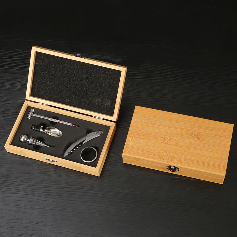 Rectangle bamboo box stainless steel 5-piece set