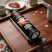 Boîte à sushi rose créative en forme de dessin animé, tube en papier kraft imprimé sur mesure, emballage alimentaire cylindrique avec compartiment transparent
