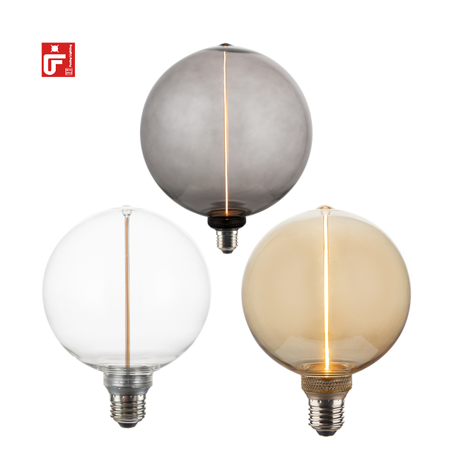 G125 Indoor Lighting LED Filament Bulb Dimmable Straight Amber Smoke E27 Base AC Power Supply for Home Decor