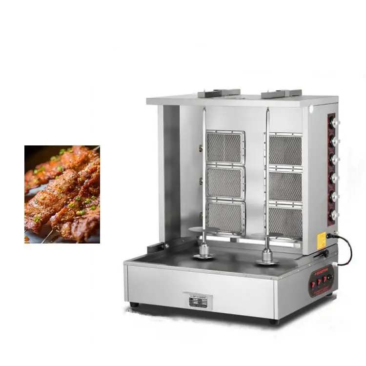 Commerciële Gas Barbecue Kachel Automatische Roterende Kip Kebab Making Machine Geroosterde Vlees Machine