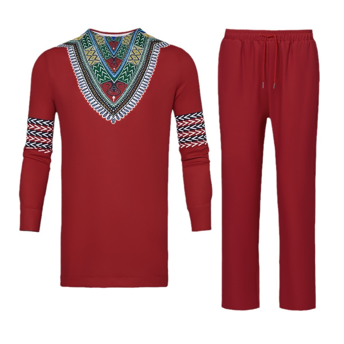 African Traditional Clothing For Men Tracksuit Long Sleeve Shirts And Ankara Pants Dashiki Outfits Crop Top Wax Attire-1035435