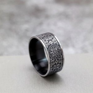 yunnique Retro Stainless Steel Men's <b>Ring</b> Cross Design Exorcist Style Gift Jewelry - Product Image 2