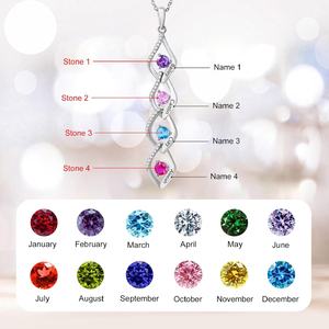 Shuozhen personalizado 925 collar familiar de plata esterlina personalizado con 1-6 nombres circón piedra natal para mamá abuela o mujer - Product Image 6