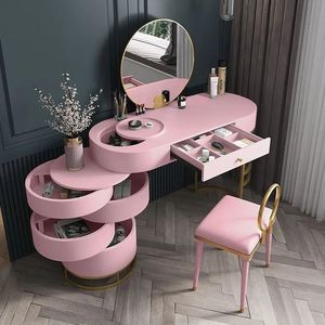 Mesa Ajustable Multifuncional Nórdica Blanca Moderna de Lujo para Sala de Estar, Espejo Iluminado para Maquillaje y Vestidor Pequeño para Niñas, Uso en Hoteles - Product Image 4