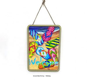 Jamaica Flag Flip Flop Mermaid Beach Theme Welcome Home Decor Door Sign Hanging <b>Wooden</b> Door Sign Welcome Signs Home - Product Image 6
