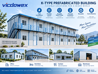 VICDOWEX Bâtiment préfabriqué modulaire de type K personnalisé avec un design contemporain pour le logement des travailleurs du bâtiment et des bureaux de chantier