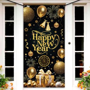 Feliz <span class=keywords><strong>Año</strong></span> <span class=keywords><strong>Nuevo</strong></span>, Cubierta para Puerta con Globos Azules, Banner para Puerta con Reloj <span class=keywords><strong>de</strong></span> <span class=keywords><strong>Cuenta</strong></span> <span class=keywords><strong>Regresiva</strong></span> para Nochevieja, Banners Colgantes Festivos Personalizables - Product Image 4