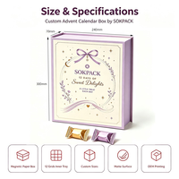 Boîte cadeau calendrier de l'avent personnalisée de 12 jours, boîte en papier rigide de luxe avec tiroirs coulissants pour chocolats, bonbons, emballage cadeau compte à rebours