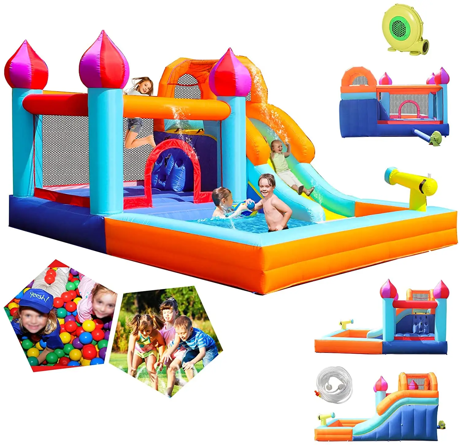 Space astronaut theme Air blowing fun city inflatable castle rental jumping castle bouncy castle with sea balls