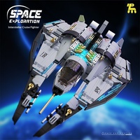 Galactic Starfighter 6811 817 PCS Blok Bangunan Pesawat Tempur Luar Angkasa Model Cross-Wing Logo Kustom Grosir