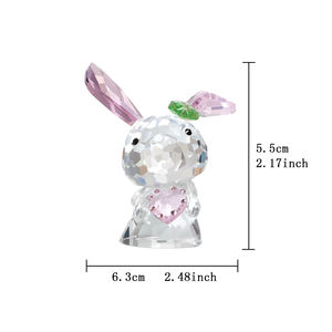 Figurine de lapin en cristal poli rose mignon, écologique, avec oreilles, souvenir, cadeau, décoration de printemps/pâques, presse-papier - Product Image 3